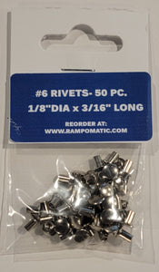 Nickel Plated Brass Rivets- 1/8" x 6/32" Pack of 50