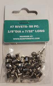 Nickel Plated Brass Rivets- 1/8" x 7/32" Pack of 50