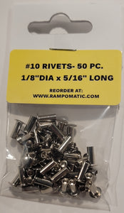 Nickel Plated Brass Rivets- 1/8" x 10/32" Pack of 50