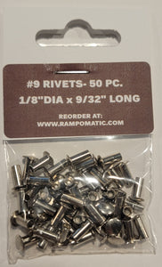 Nickel Plated Brass Rivets- 1/8" x 9/32" Pack of 50
